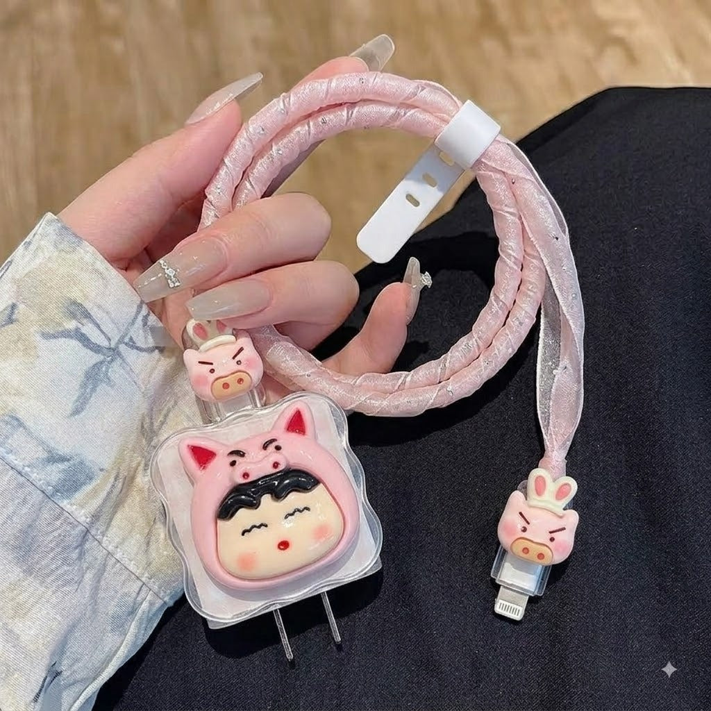 3D Pink Shinchan Edition – iPhone Charger Cover (With Wire Protector)