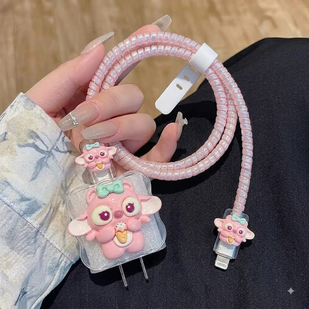 3D Pink Sweetie Edition – iPhone Charger Cover (With Wire Protector)