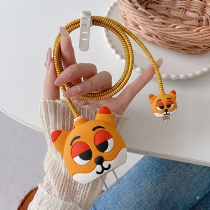 Sleepy Orange Cat Edition – iPhone Charger Cover (With Wire Protector)