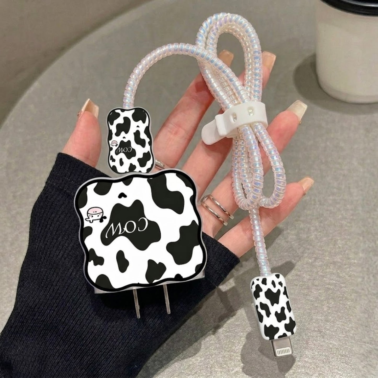 Monochrome Edition – iPhone Charger Cover (With Wire Protector)