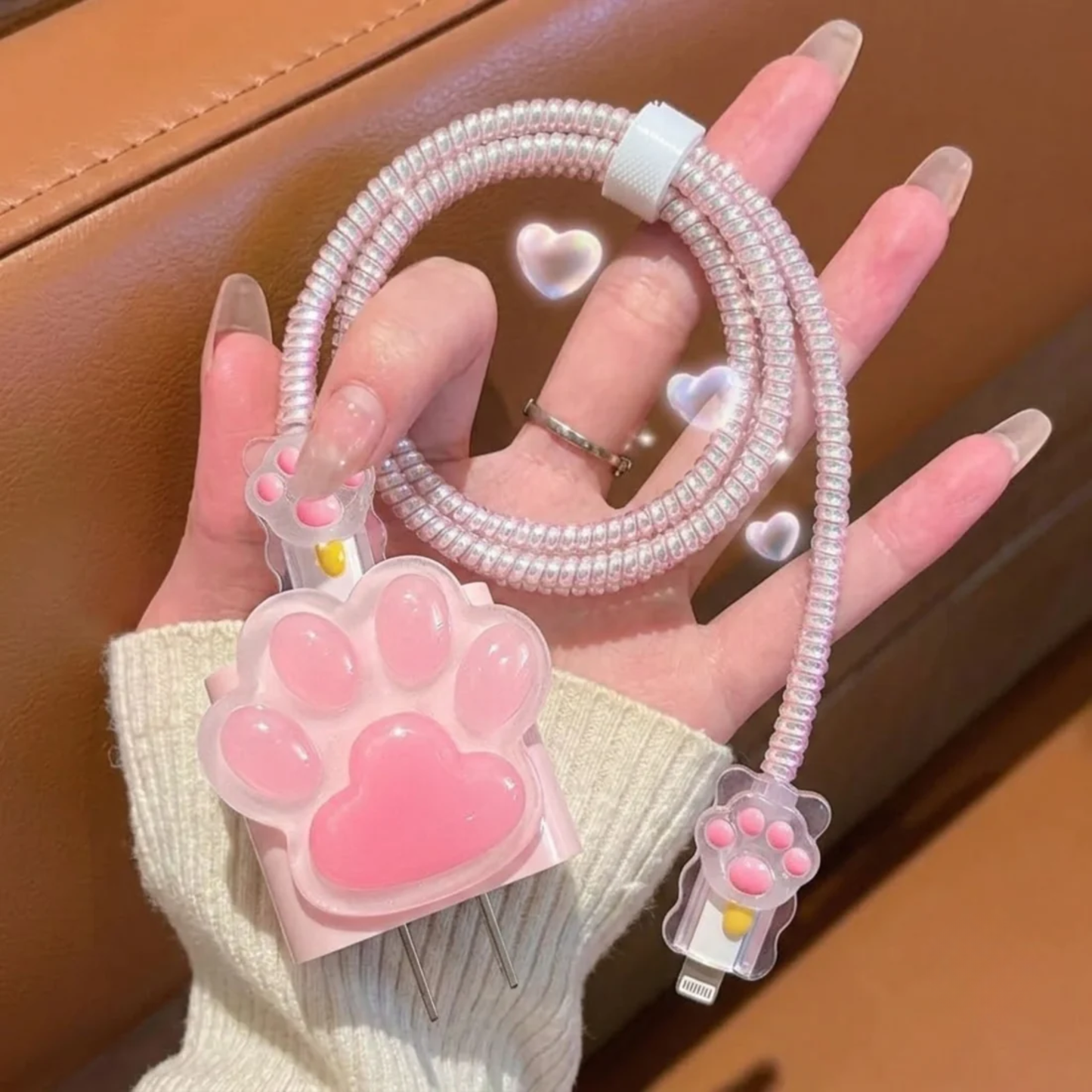 3D Kitty Paw Edition – iPhone Charger Cover (With Wire Protector)