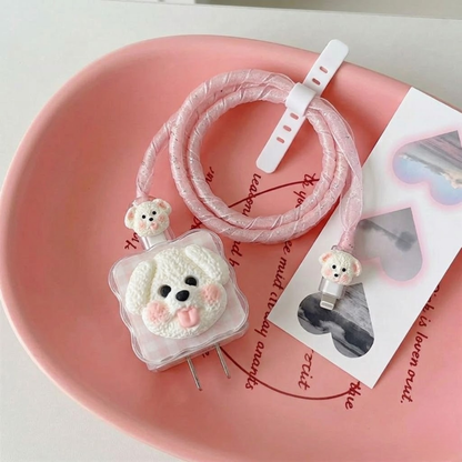 3D Fluffy Bear Edition – iPhone Charger Cover (With Wire Protector)